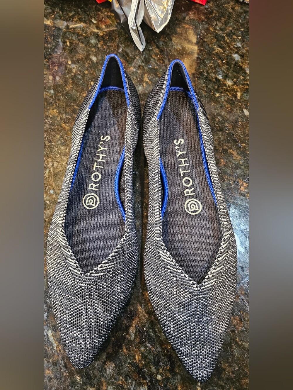 Rothy's Gray Knit Pointed Flats